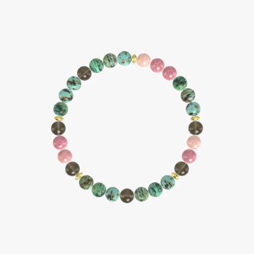 African Turquoise, Rhodonite and Smoky Quartz Bracelet