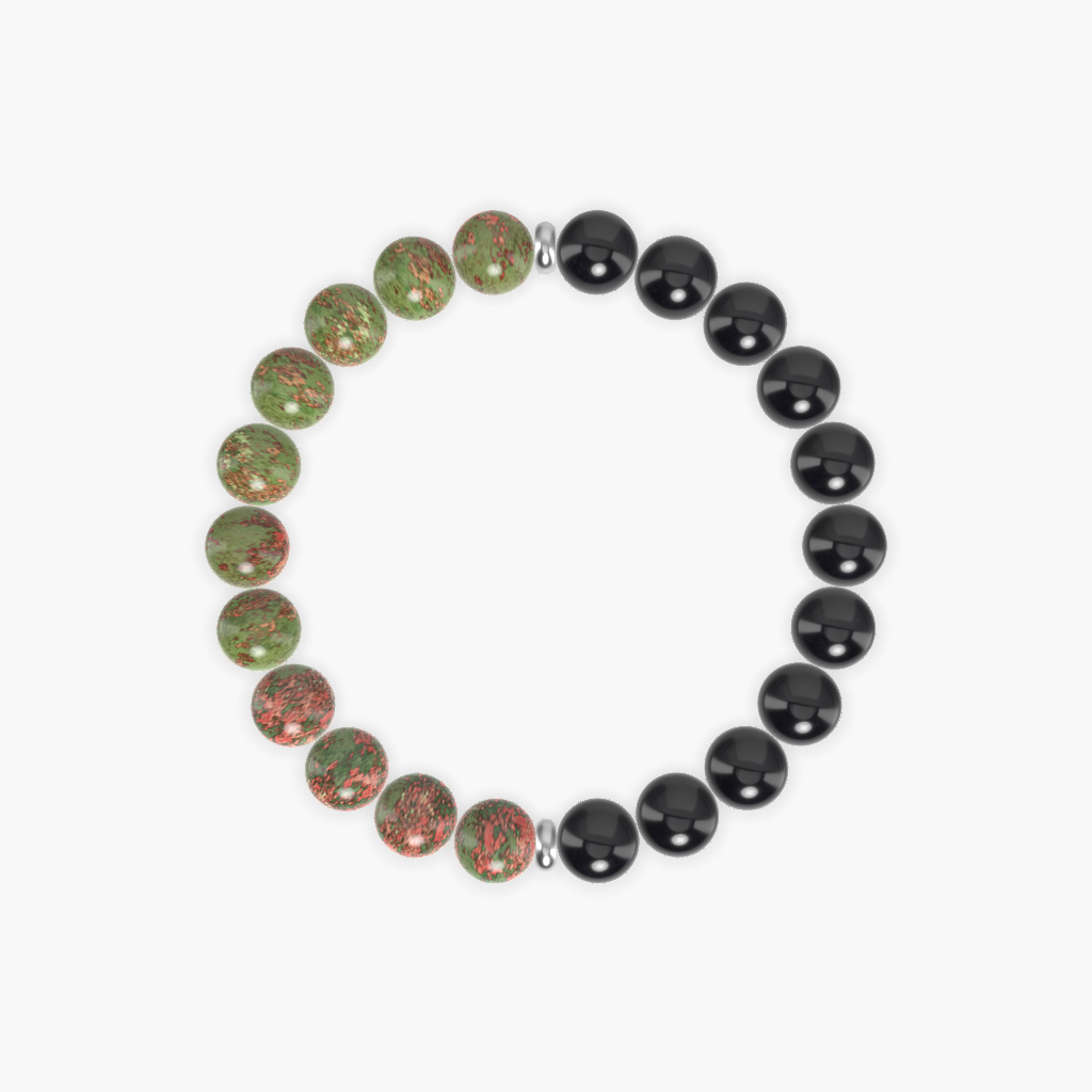 Black Tourmaline and Unakite Bracelet
