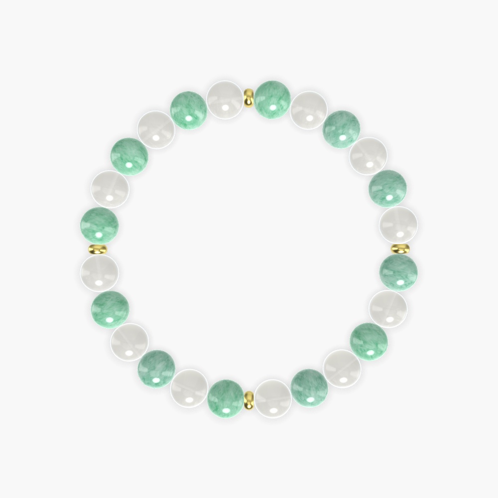 Moonstone and Green Jade Bracelet