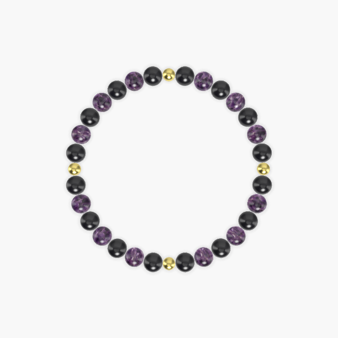 Black Tourmaline and Amethyst Bracelet