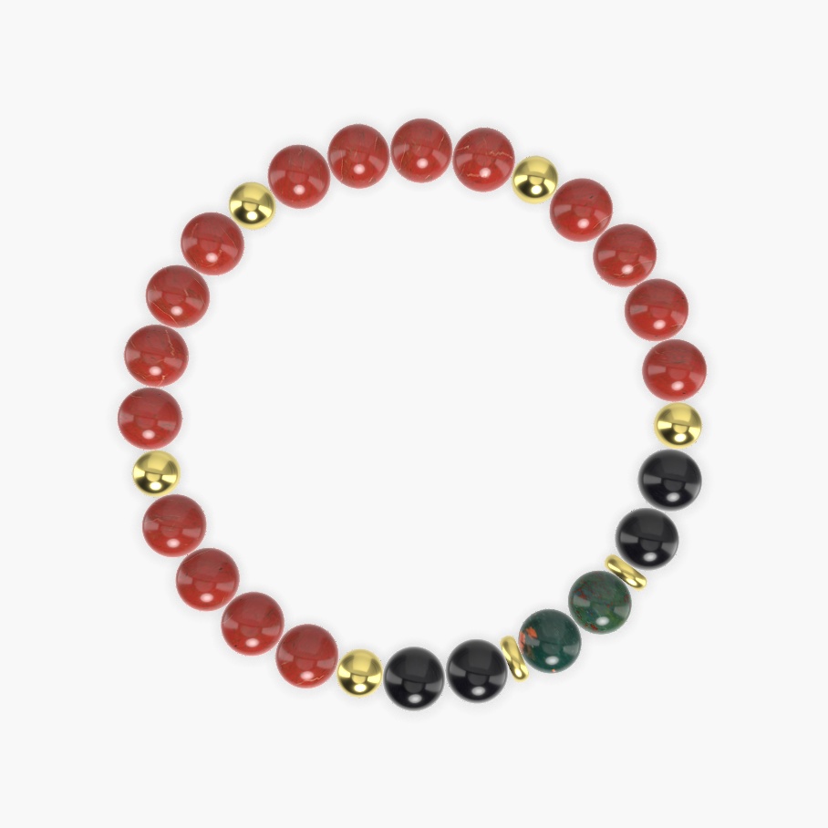 Red Jasper, Black Obsidian and Bloodstone Bracelet