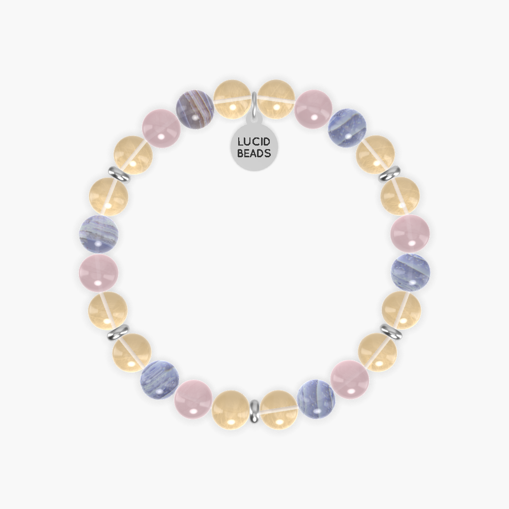 Citrine, Blue Lace Agate and Rose Quartz Bracelet