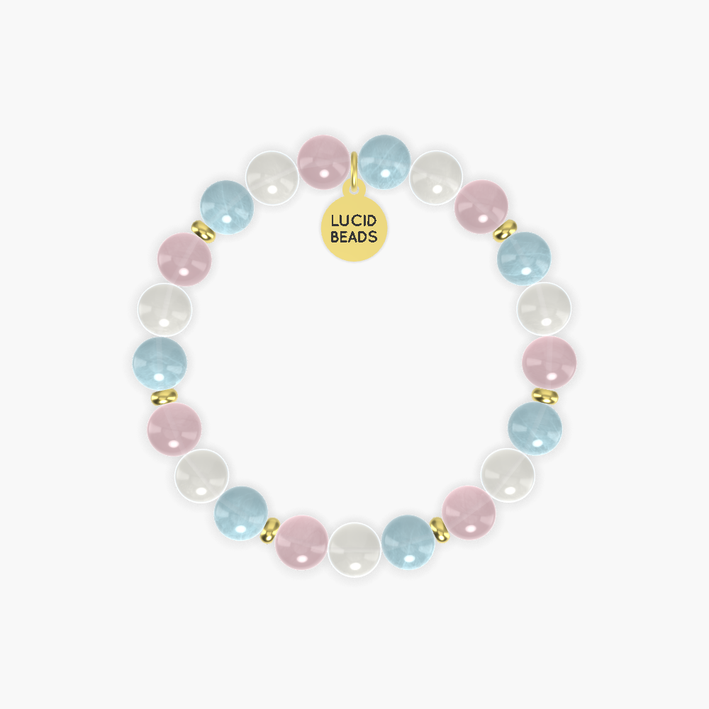 Moonstone, Aquamarine and Rose Quartz Bracelet