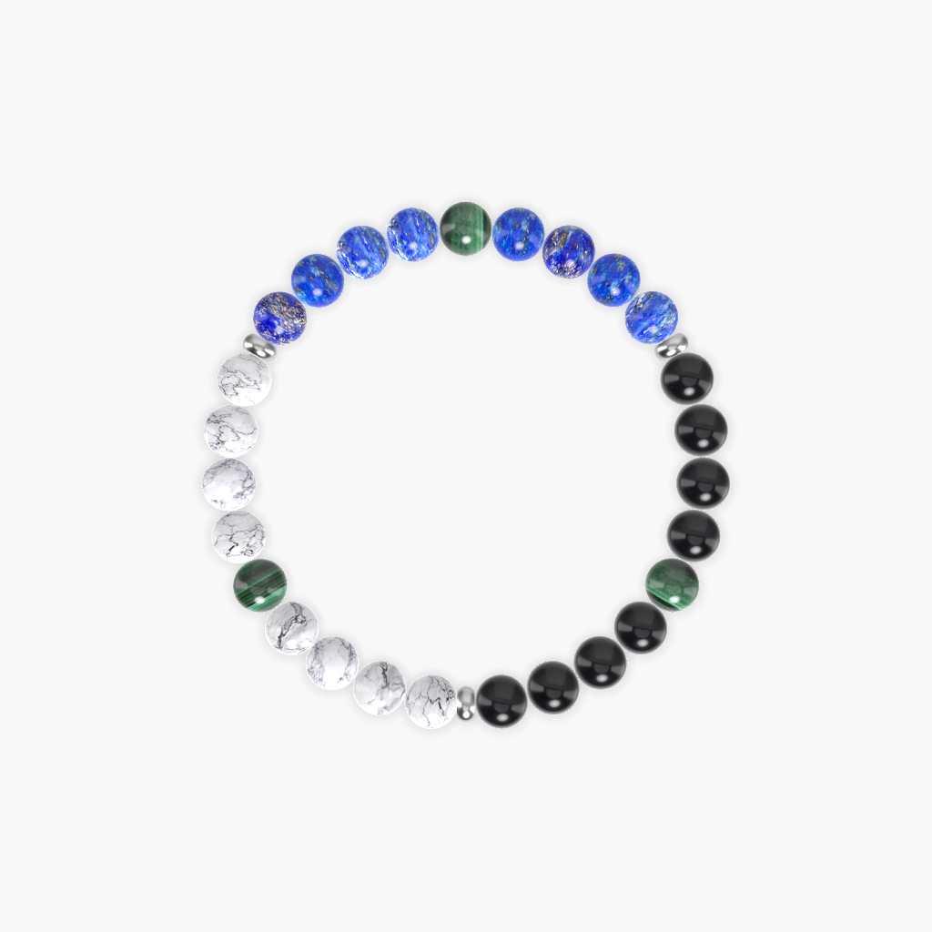 Black Obsidian, Lapis Lazuli, Howlite and More Gemstone Bracelet