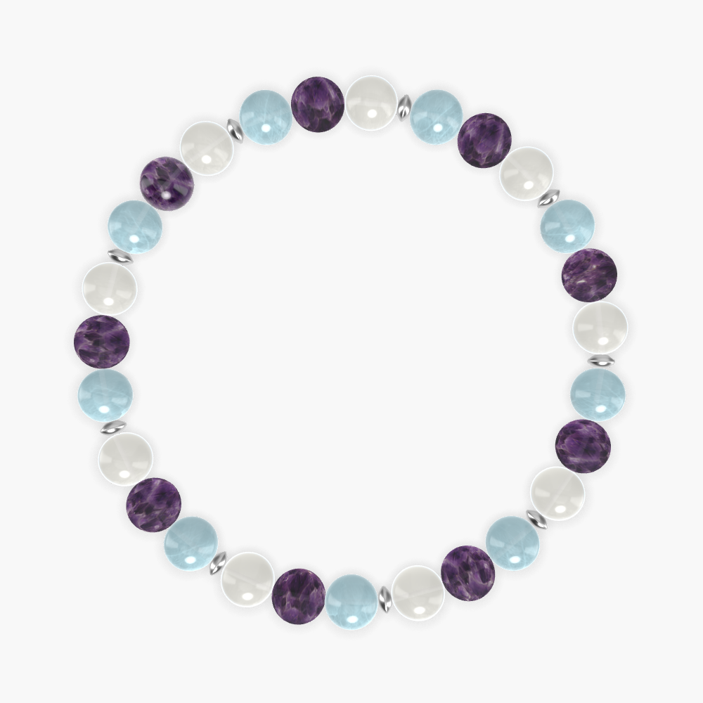 Aquamarine, Moonstone and Amethyst Bracelet