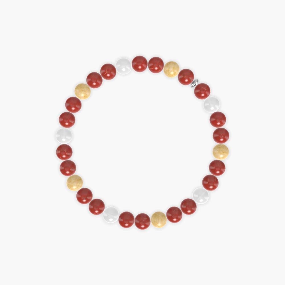 Red Jasper, Yellow Jade and White Jade Bracelet