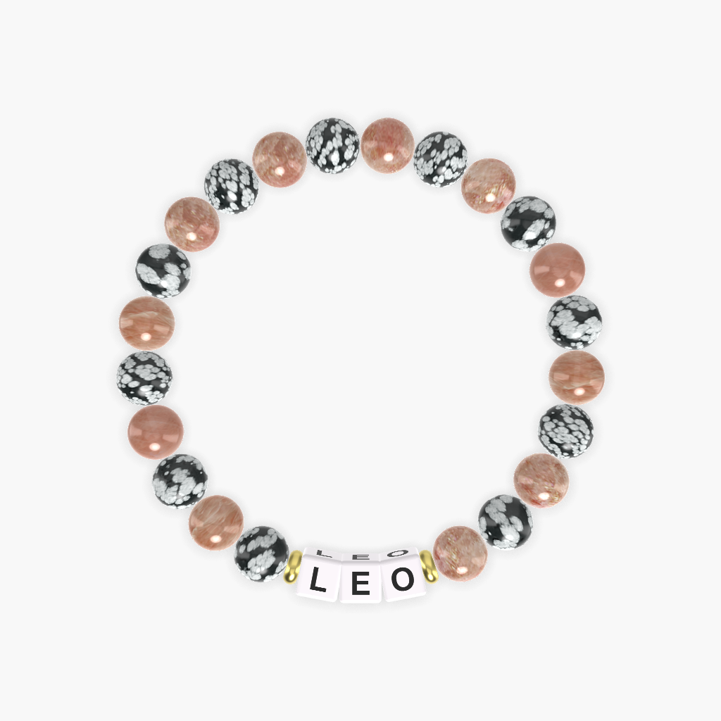 Sunstone and Snowflake Obsidian Bracelet