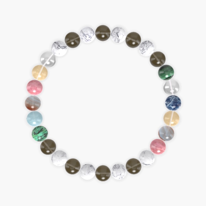 Smoky Quartz, Howlite, Rhodonite and more Gemstone Bracelet
