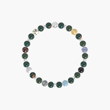 Bloodstone, Aquamarine, Black Obsidian and More Gemstone Bracelet