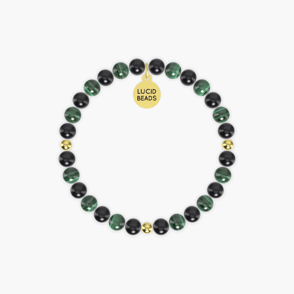 Black Obsidian and Malachite Bracelet