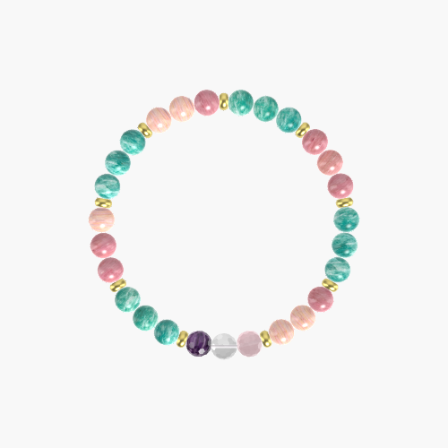 Rhodonite, Amazonite, Clear Quartz and more Gemstone Bracelet