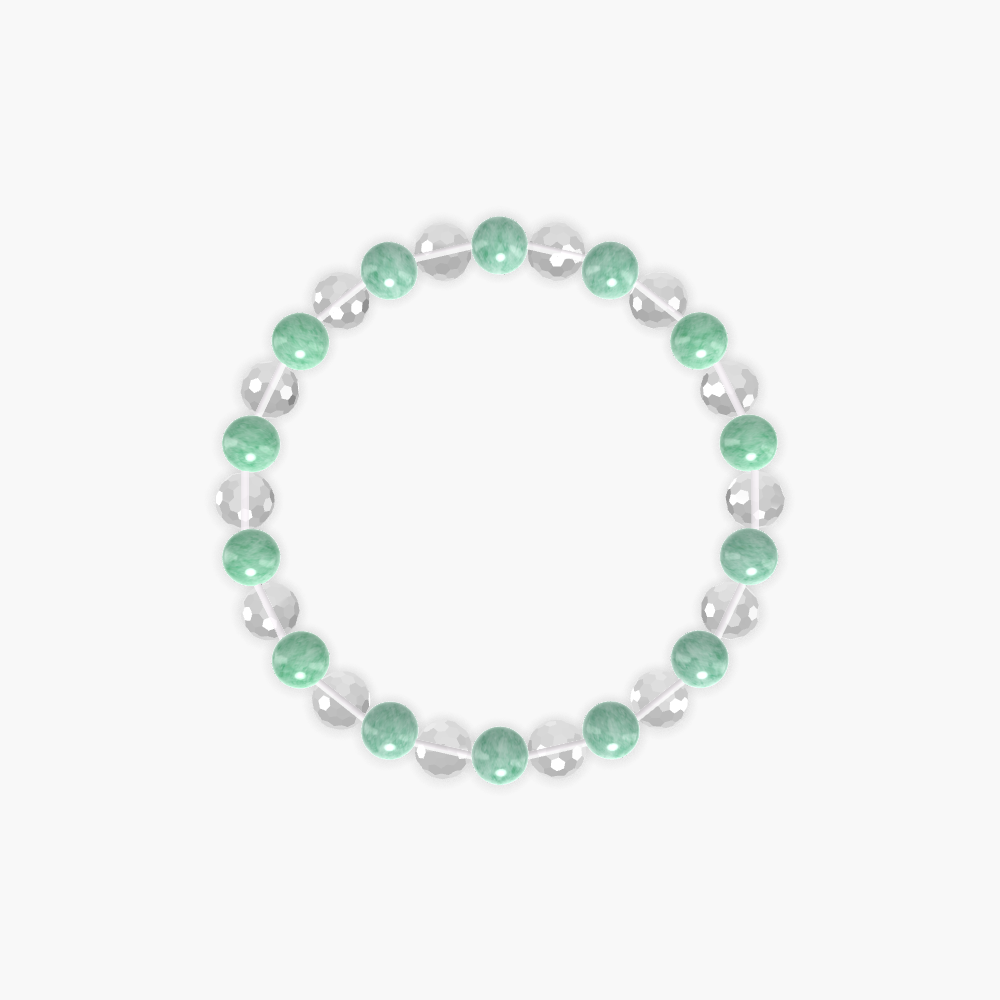 Green Jade and Clear Quartz Bracelet