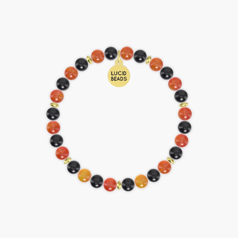 Power Passion - Black Obsidian and Carnelian Bracelet