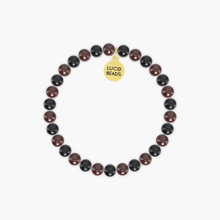 Black Obsidian and Garnet Bracelet