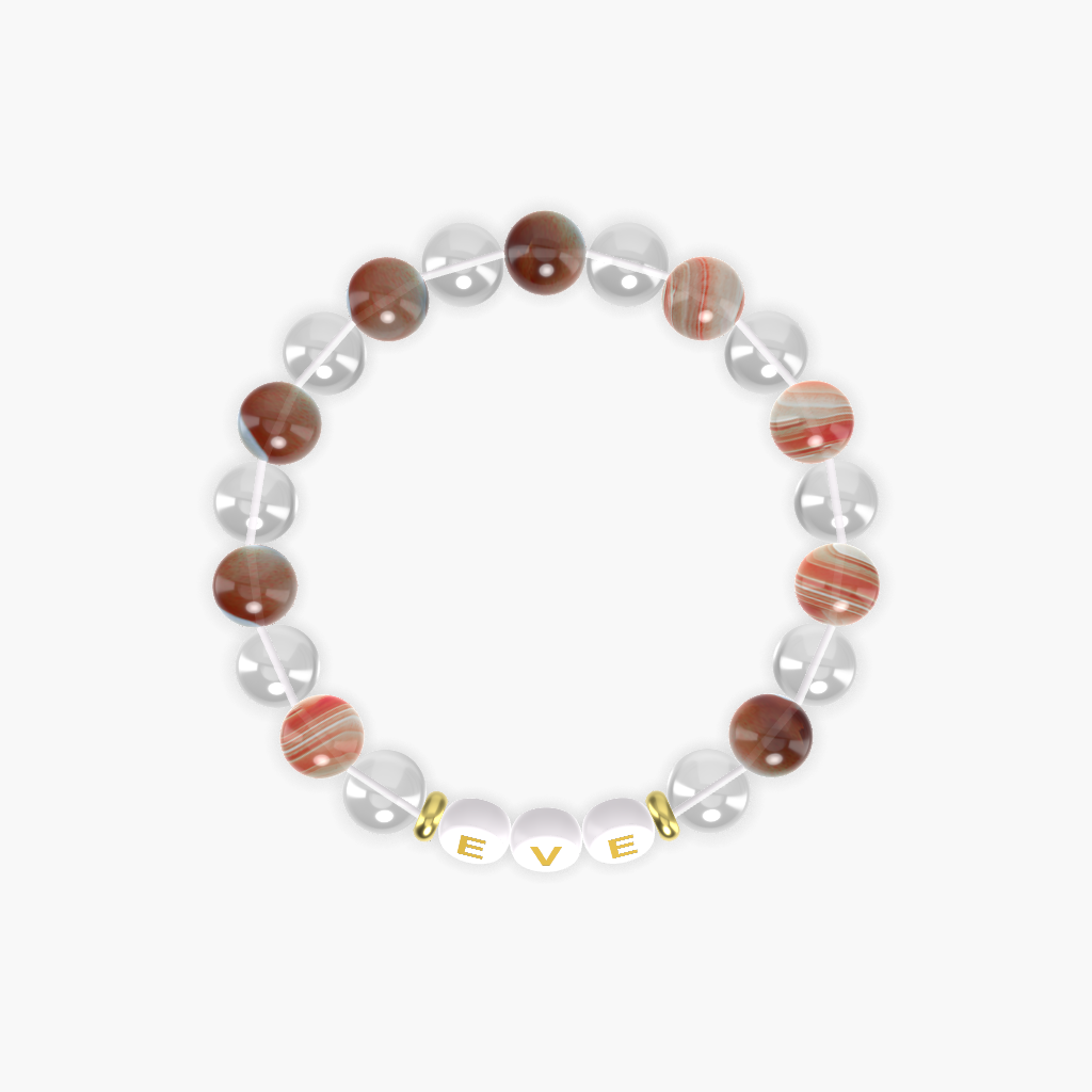 Clear Quartz and Sardonyx Bracelet