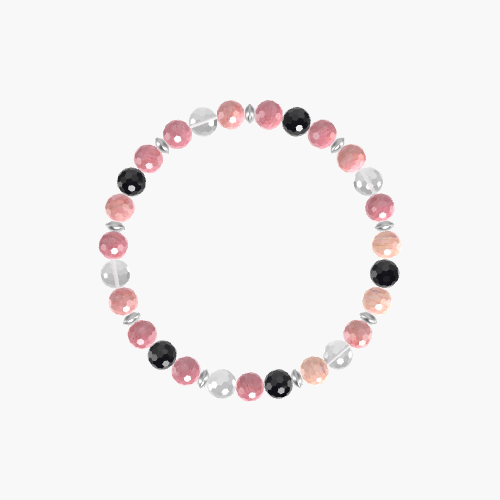 Rhodonite, Black Tourmaline and Clear Quartz Bracelet