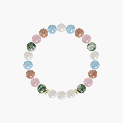 Moonstone, Moss Agate, Rose Quartz and more Gemstone Bracelet