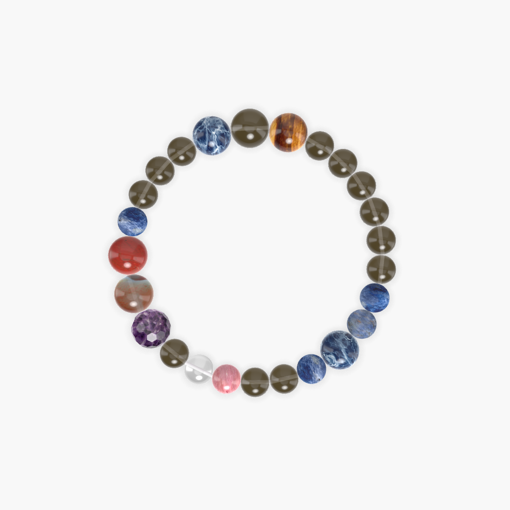 Smoky Quartz, Sodalite, Tiger Eye and more Gemstone Bracelet