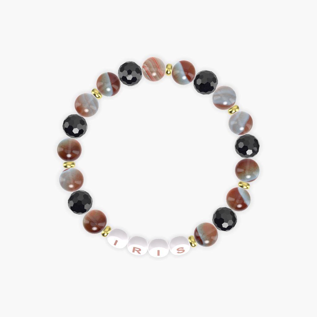Sardonyx and Black Tourmaline Bracelet