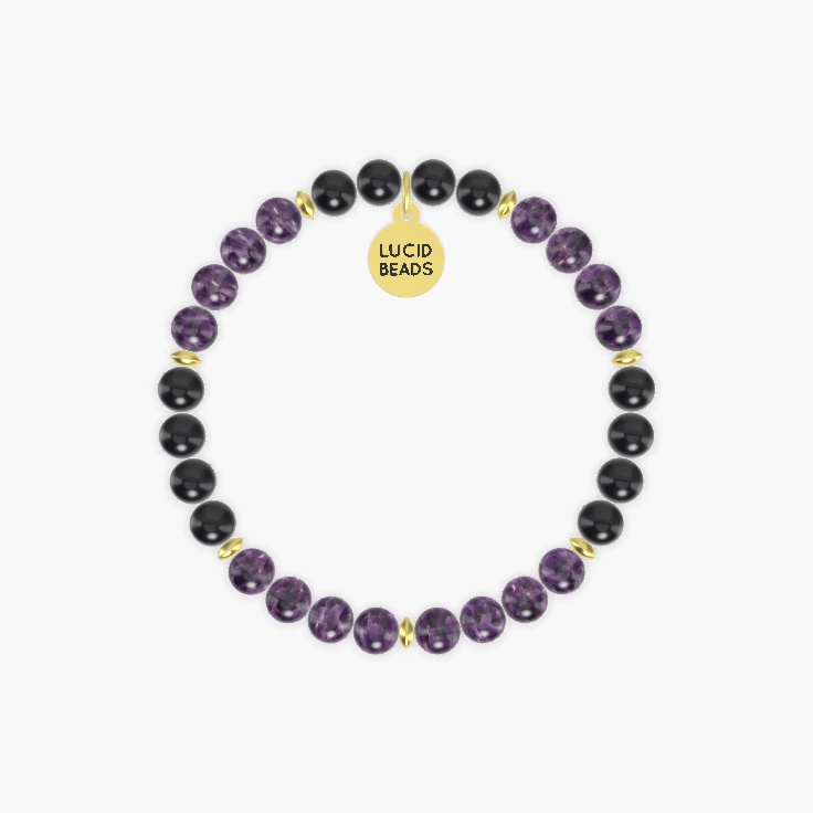 Amethyst and Black Obsidian Bracelet