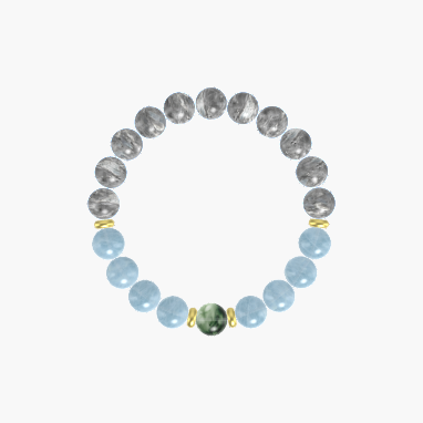 Labradorite, Aquamarine and Moss Agate Bracelet