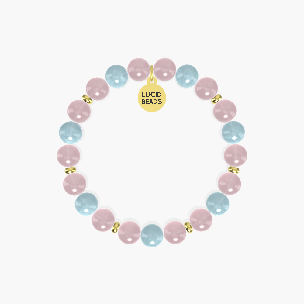 Harmony Serenity - Rose Quartz and Aquamarine Bracelet