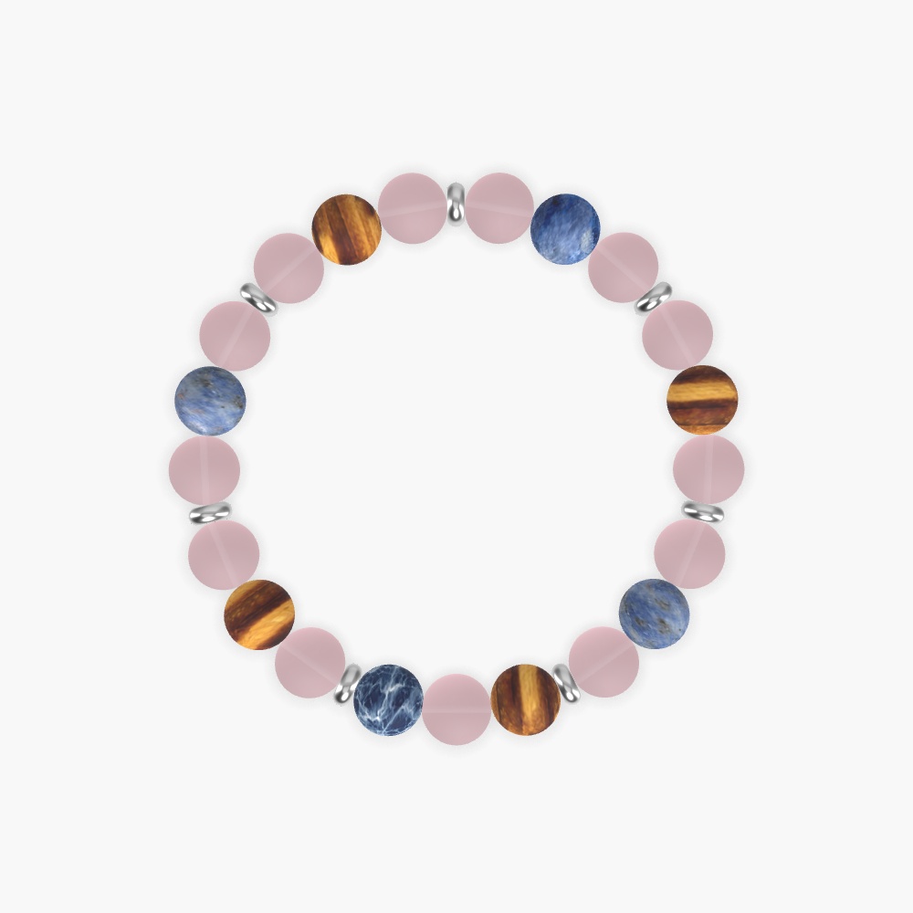 Rose Quartz, Tiger Eye and Sodalite Bracelet