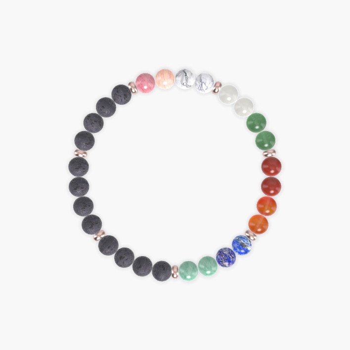 Lava Rock, Green Jade, Lapis Lazuli and more Gemstone Bracelet