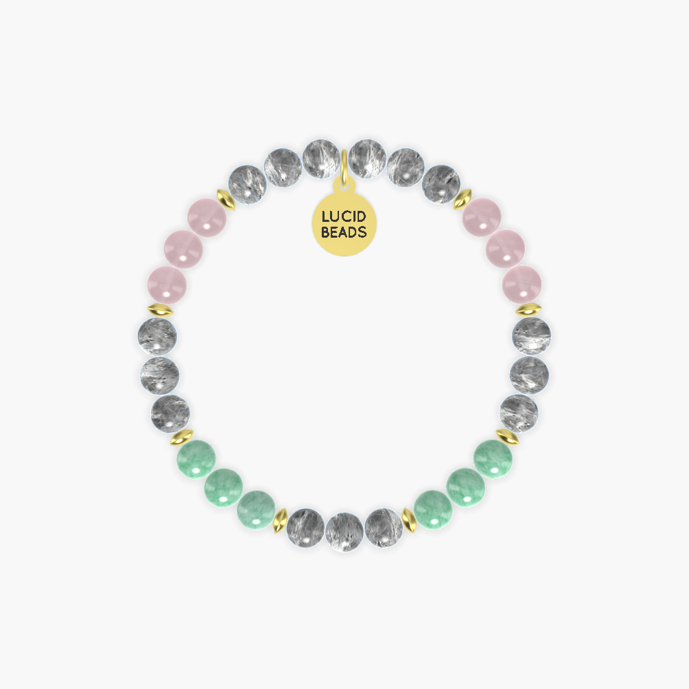 Labradorite, Green Jade and Rose Quartz Bracelet