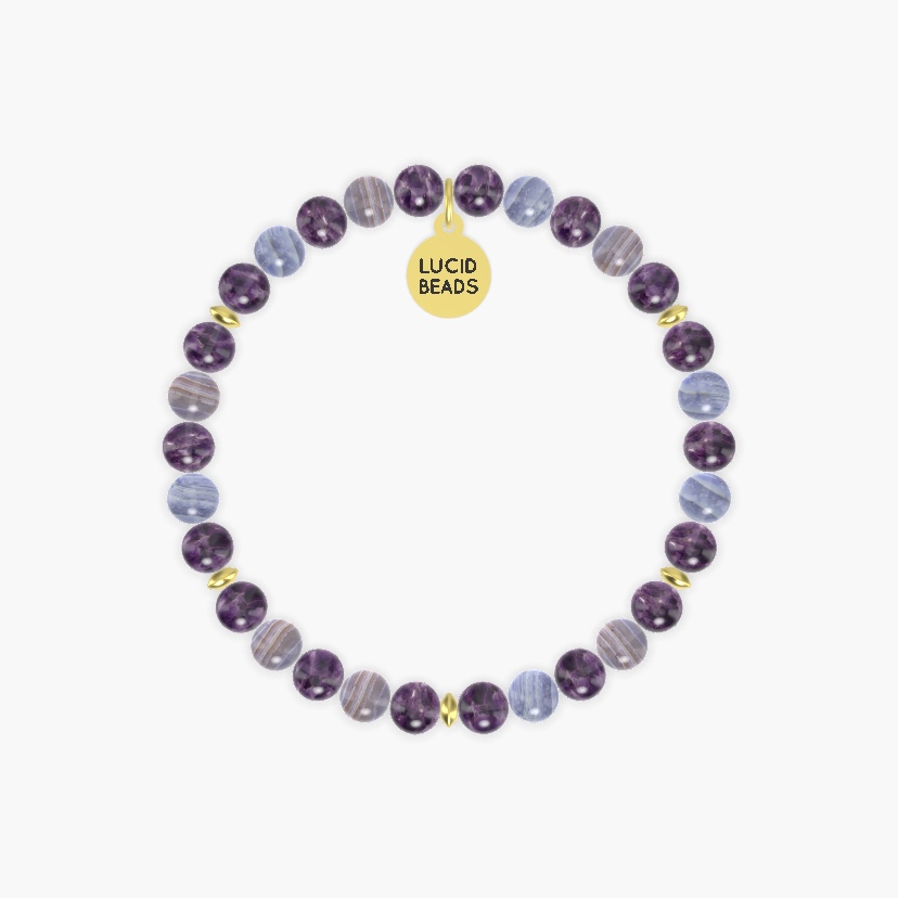 Calm Focus - Amethyst and Blue Lace Agate Bracelet