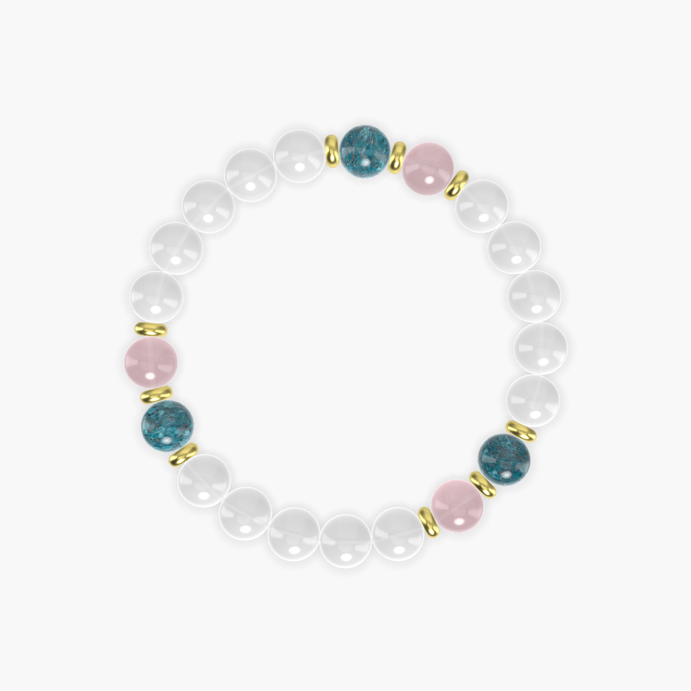 White Jade, Rose Quartz and Apatite Bracelet