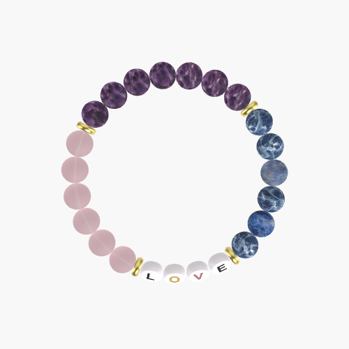 Amethyst, Sodalite and Rose Quartz Bracelet
