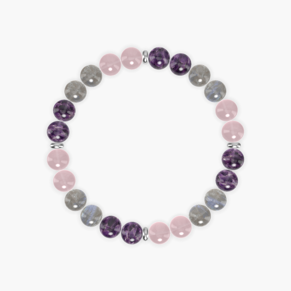 Rose Quartz, Labradorite and Amethyst Bracelet