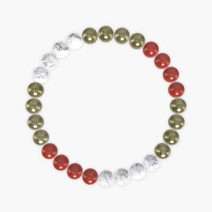 Pyrite, Howlite and Red Jasper Bracelet