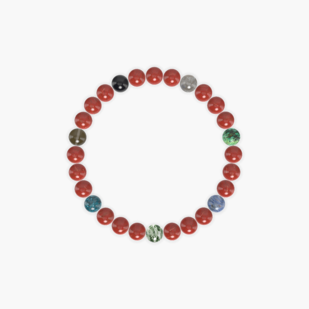 Red Jasper, Moss Agate, Sodalite and More Gemstone Bracelet