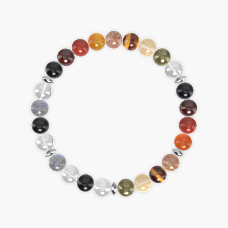 Clear Quartz, Black Obsidian, Pyrite and more Gemstone Bracelet
