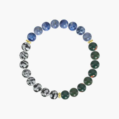 Bloodstone, Sodalite and Snowflake Obsidian Bracelet