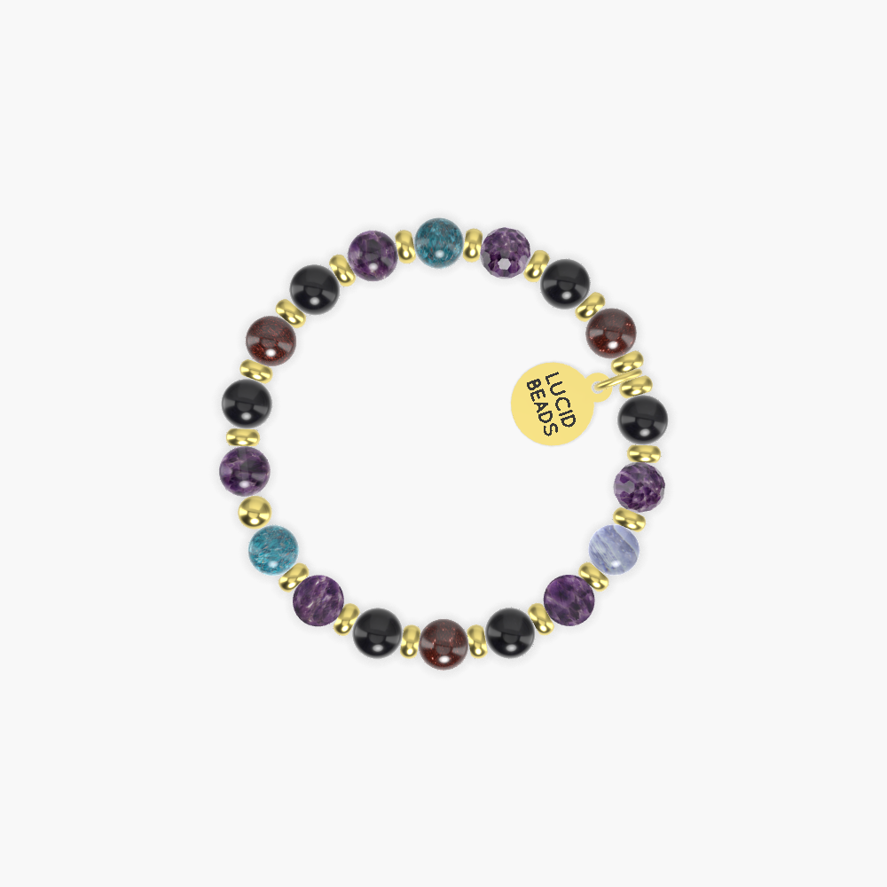 Black Obsidian, Amethyst, Garnet and more Gemstone Bracelet