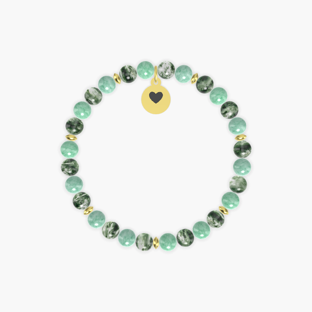 Green Jade and Moss Agate Bracelet