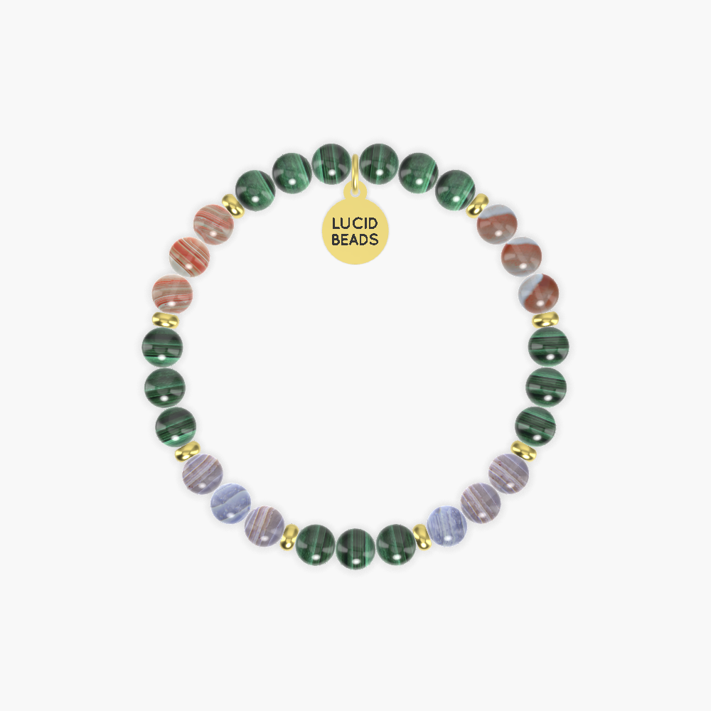 Malachite, Blue Lace Agate and Sardonyx Bracelet