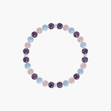 Amethyst, Aquamarine and Rose Quartz Bracelet