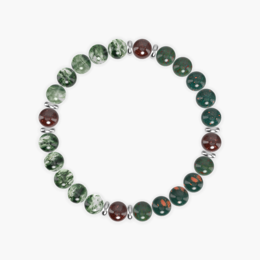 Bloodstone, Moss Agate and Garnet Bracelet