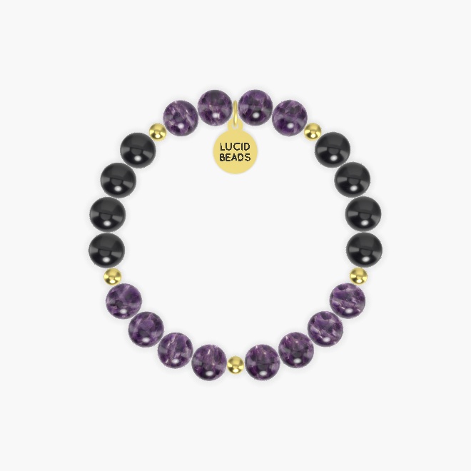 Amethyst and Black Tourmaline Bracelet