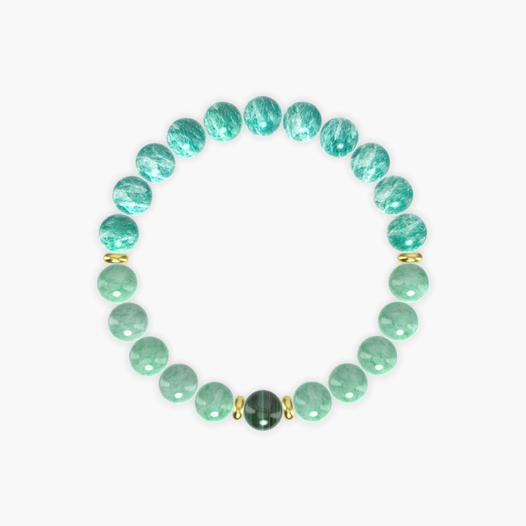 Amazonite, Green Jade and Malachite Bracelet