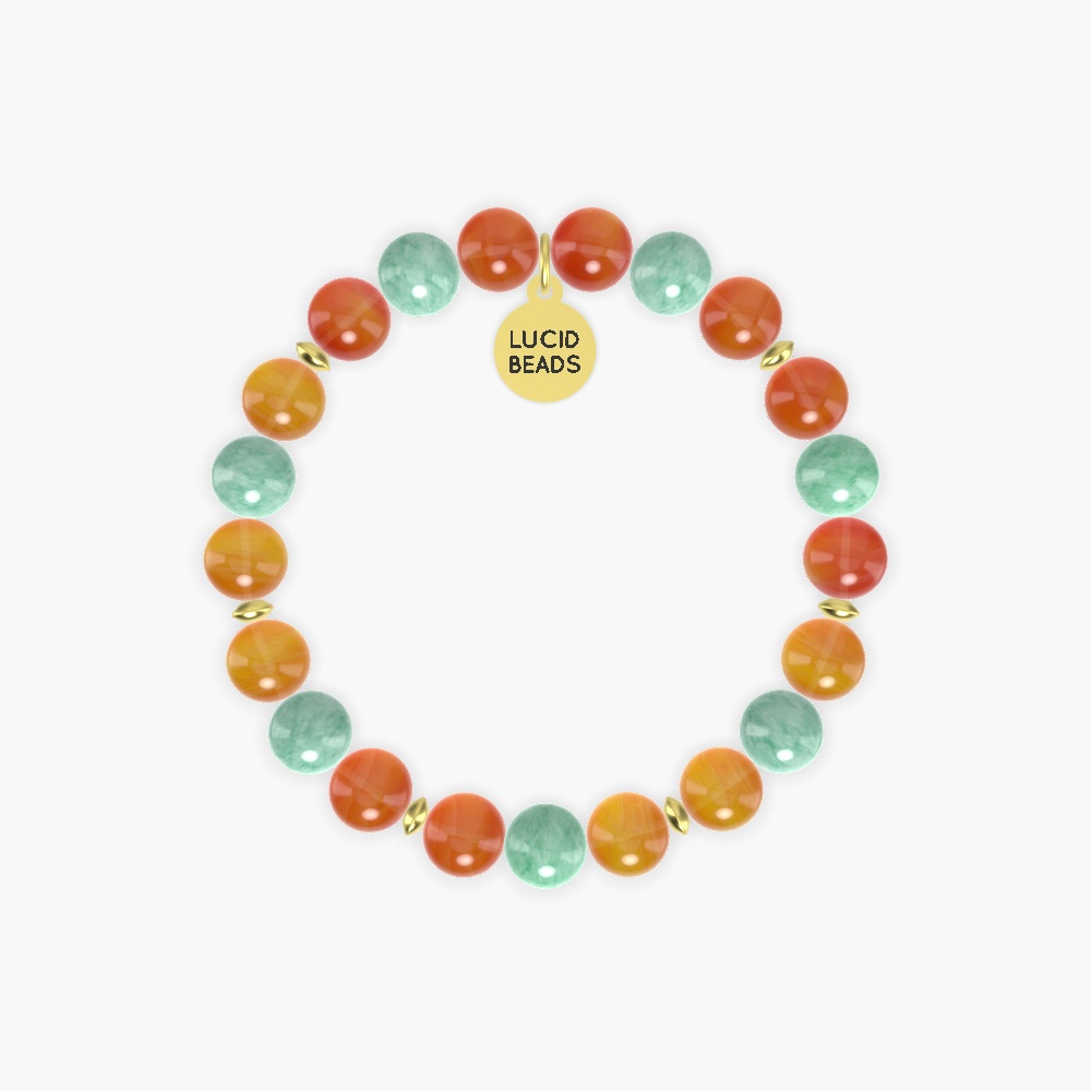 Carnelian and Green Jade Bracelet