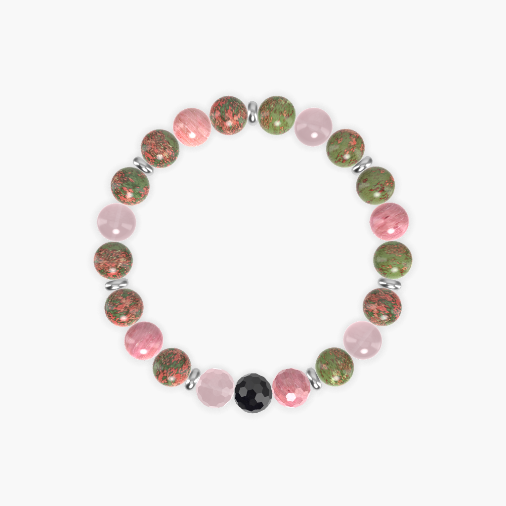 Unakite, Rhodonite, Rose Quartz and More Gemstone Bracelet