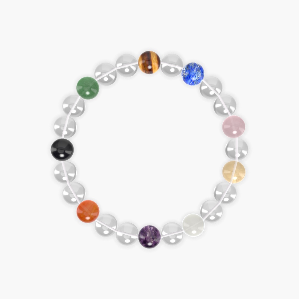 Clear Quartz, Amethyst, Moonstone and more Gemstone Bracelet