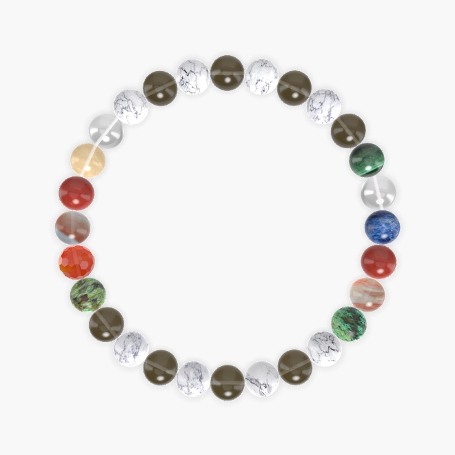 Smoky Quartz, Howlite, African Turquoise and more Gemstone Bracelet