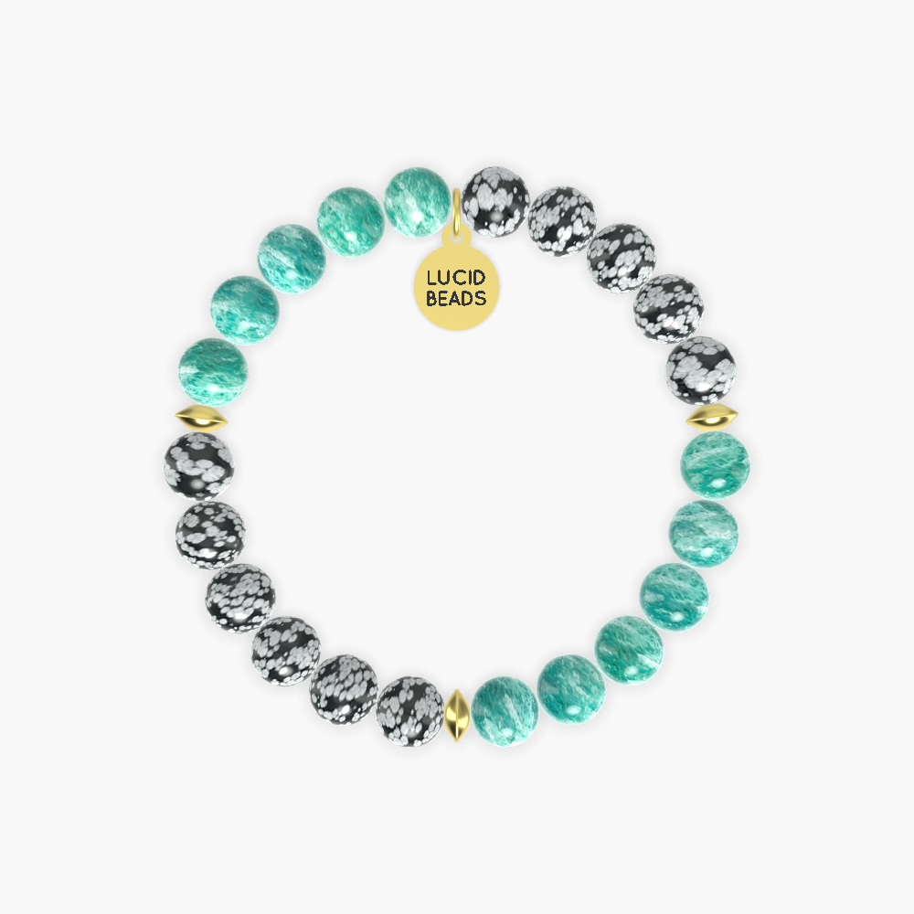 Amazonite and Snowflake Obsidian Bracelet