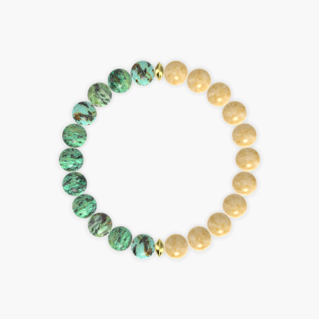 Yellow Jade and African Turquoise Bracelet